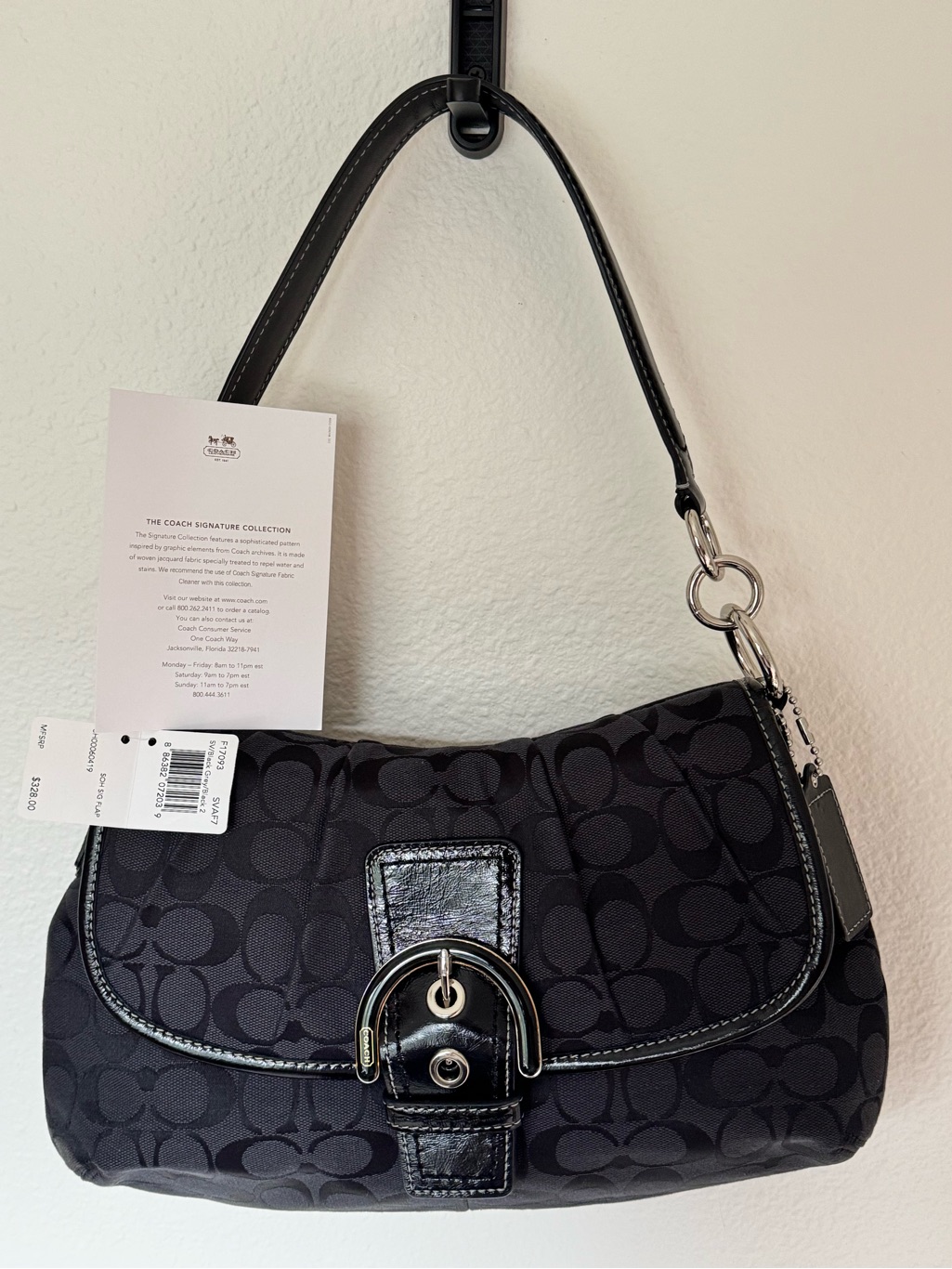 Nwt Coach Soho Signature Flap Shoulder Bag Black Jacquard F17093 Y2k